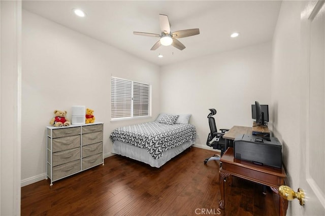 4350 Bennington Ct, Chino, CA 91710 - bedroom featuring wood finished floors, an office area, recessed lighting, and ceiling fan