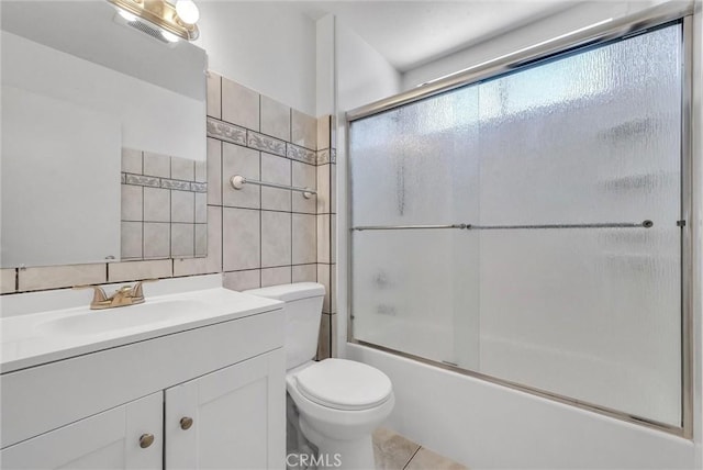 1407 Opal St, Corona, CA 92882 - full bath with tile walls, vanity, shower / bath combination with glass door, and tile patterned flooring