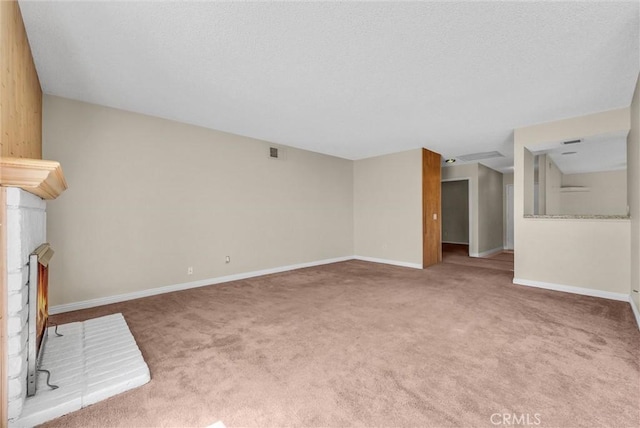 1407 Opal St, Corona, CA 92882 - unfurnished living room with carpet flooring and a brick fireplace