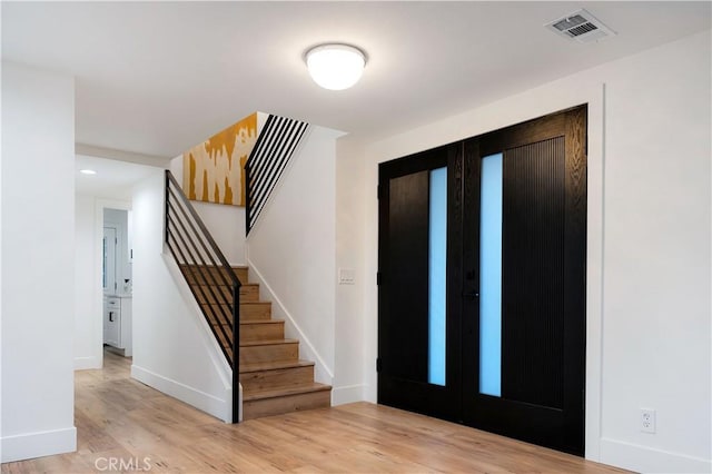 1061 Colby Cir, Thousand Oaks, CA 91362 - foyer entrance featuring stairway, wood finished floors, and recessed lighting