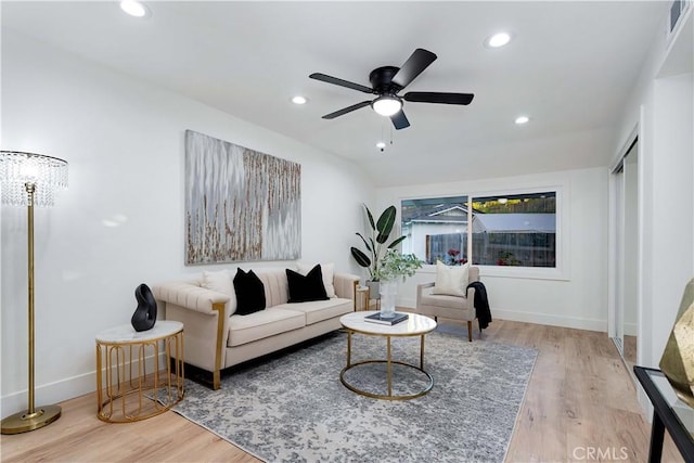 1061 Colby Cir, Thousand Oaks, CA 91362 - living room with wood finished floors, a ceiling fan, and recessed lighting