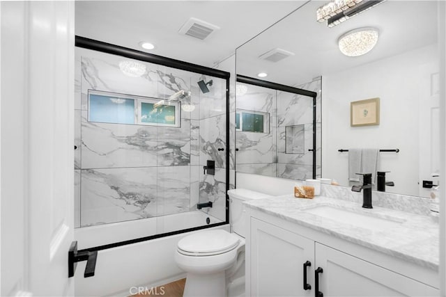 1061 Colby Cir, Thousand Oaks, CA 91362 - full bathroom featuring vanity, bath / shower combo with glass door, and recessed lighting