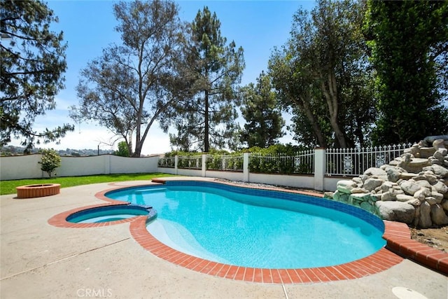963 Dare Ct, Diamond Bar, CA 91765 - view of pool with a fenced backyard, a pool with connected hot tub, and a patio