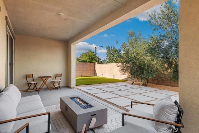 4835 S Cora Way, Ontario, CA 91762 - fenced backyard featuring a patio and an outdoor living space with a fire pit