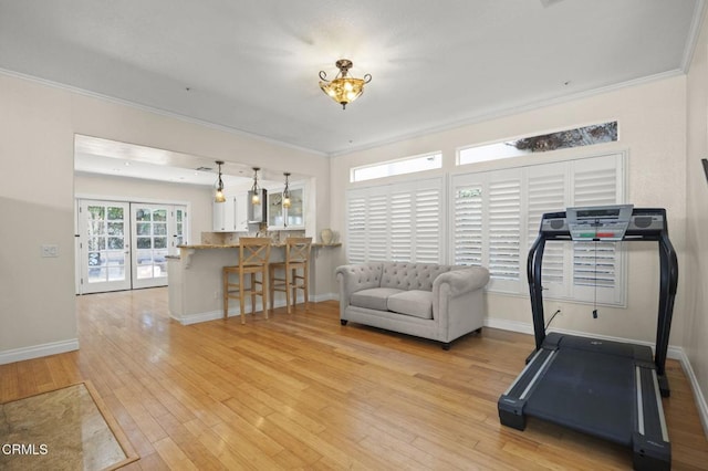 7748 Paso Robles St, Ventura, CA 93004 - exercise area with light wood-style floors and ornamental molding