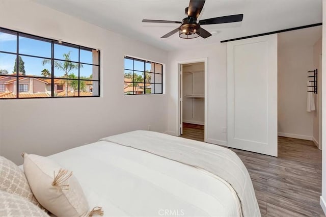 3010 Rosalinda Unit 50, San Clemente, CA 92673 - bedroom featuring wood finished floors, ceiling fan, a walk in closet, and a closet