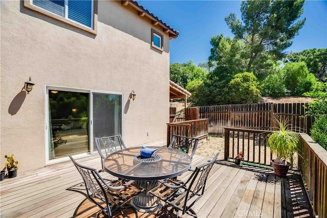 21460 Arapahoe Trl, Chatsworth, CA 91311 - wooden terrace featuring outdoor dining space
