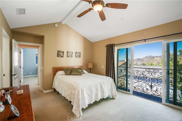 21460 Arapahoe Trl, Chatsworth, CA 91311 - bedroom with carpet floors, access to outside, and ceiling fan
