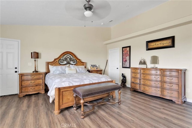 9512 Mesquite St, Phelan, CA 92371 - bedroom featuring wood finished floors and ceiling fan