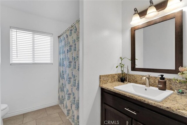 9512 Mesquite St, Phelan, CA 92371 - full bathroom with vanity, tile patterned floors, and a shower with shower curtain