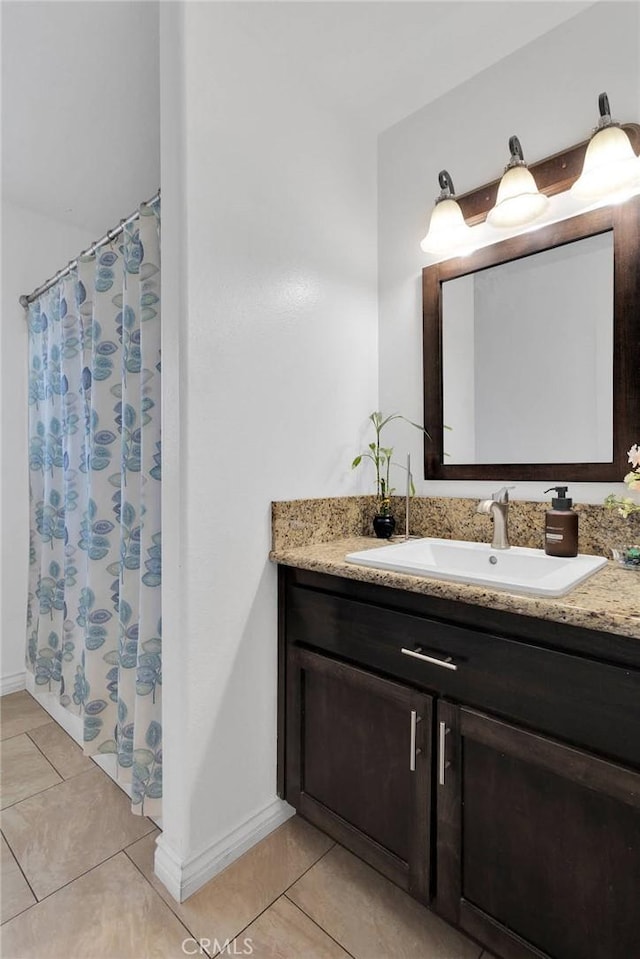 9512 Mesquite St, Phelan, CA 92371 - full bath with vanity, tile patterned flooring, and curtained shower