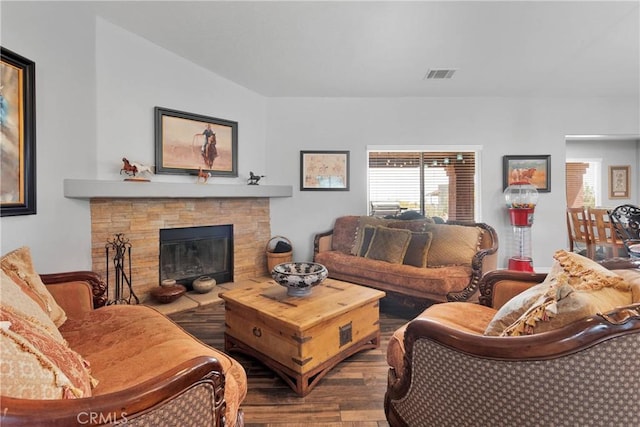 9512 Mesquite St, Phelan, CA 92371 - living area with wood finished floors and a fireplace