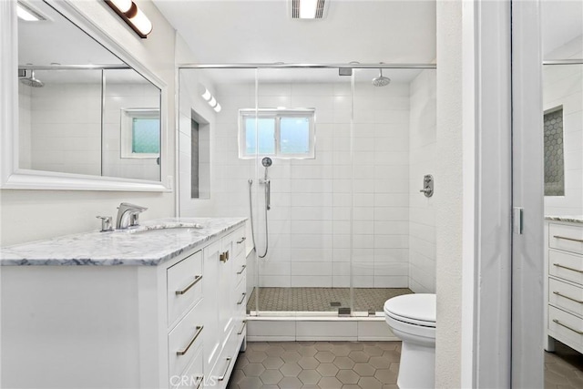 3420 Marna Ave, Long Beach, CA 90808 - bathroom featuring vanity, a stall shower, and tile patterned floors