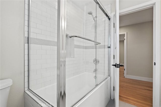 3420 Marna Ave, Long Beach, CA 90808 - full bath with enclosed tub / shower combo and wood finished floors