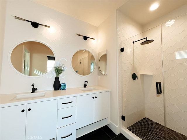 753 Site Dr, Brea, CA 92821 - full bathroom featuring double vanity, a stall shower, and tile patterned flooring