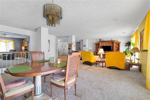 19428 Shasta Rd, Apple Valley, CA 92307 - dining room with a textured ceiling and carpet floors
