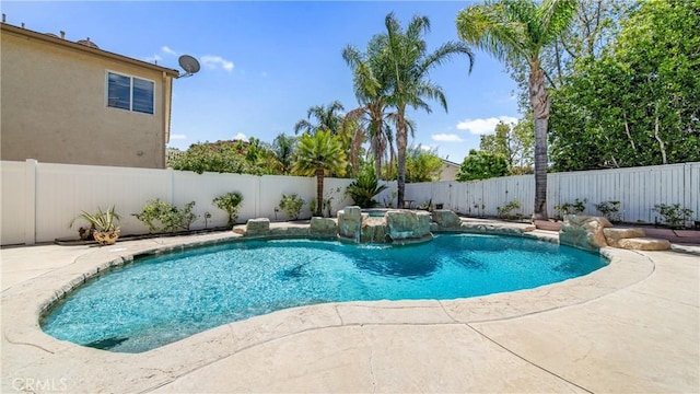 18223 Shannon Ridge Pl, Canyon Country, CA 91387 - view of pool featuring a fenced backyard, a patio area, and a pool with connected hot tub