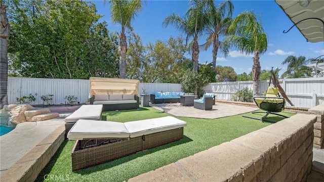 18223 Shannon Ridge Pl, Canyon Country, CA 91387 - fenced backyard with an outdoor living space and a patio
