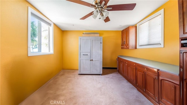 18223 Shannon Ridge Pl, Canyon Country, CA 91387 - interior space with light carpet and ceiling fan