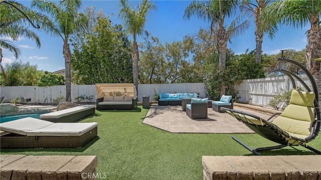 18223 Shannon Ridge Pl, Canyon Country, CA 91387 - fenced backyard with an outdoor hangout area and a patio area