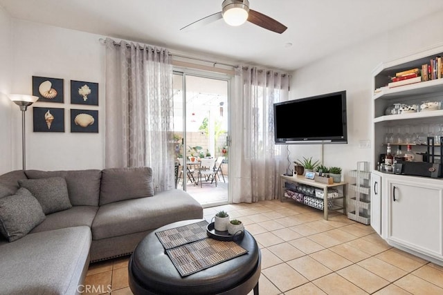 26853 Summer Sunshine Dr, Menifee, CA 92585 - living area with light tile patterned floors and ceiling fan