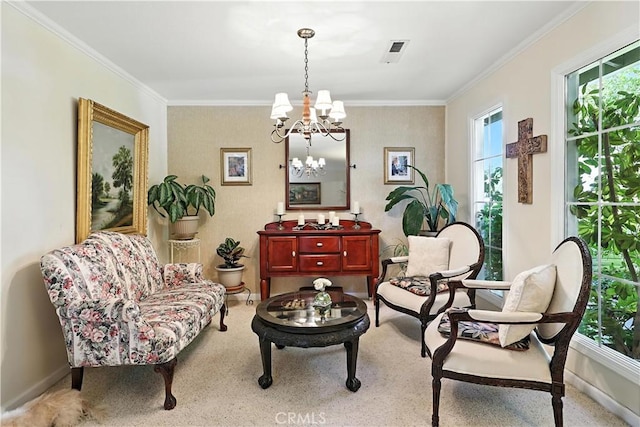 2997 June Ct, Merced, CA 95348 - living area featuring a chandelier and ornamental molding