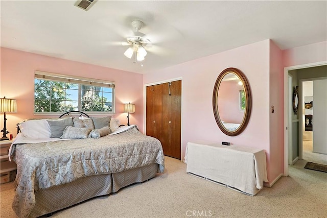 2997 June Ct, Merced, CA 95348 - bedroom featuring carpet, a closet, and ceiling fan