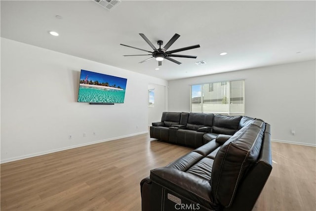 36300 Firelight Cir, Wildomar, CA 92595 - living area with ceiling fan, light wood-style flooring, and recessed lighting