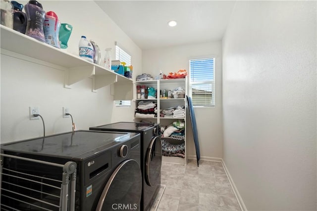 36300 Firelight Cir, Wildomar, CA 92595 - laundry area with washer and dryer and baseboards