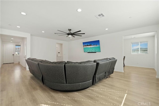 36300 Firelight Cir, Wildomar, CA 92595 - living area featuring recessed lighting, light wood-type flooring, and ceiling fan
