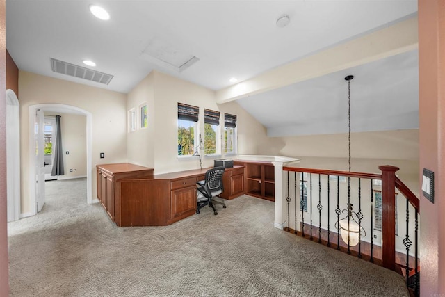 1033 Goldeneye, Carlsbad, CA 92011 - office space with light colored carpet, recessed lighting, and arched walkways