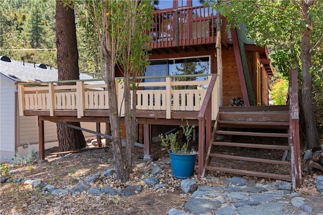 2068 Slippery Elm Rd, Wrightwood, CA 92397 - wooden terrace with stairs