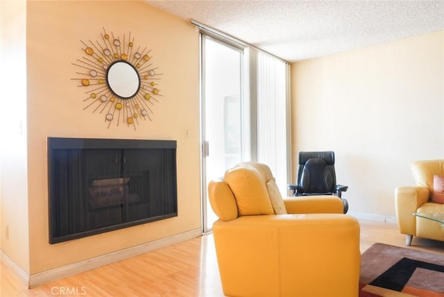 570 W Stocker St Unit 202, Glendale, CA 91202 - sitting room with a fireplace, wood finished floors, and a textured ceiling