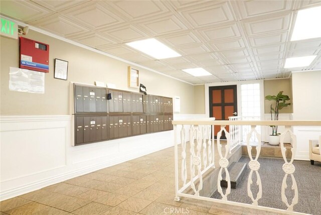 570 W Stocker St Unit 202, Glendale, CA 91202 - office area featuring mail area, a wainscoted wall, and an ornate ceiling