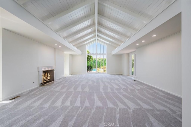 3131 E Cortez St, West Covina, CA 91791 - unfurnished living room featuring carpet, a warm lit fireplace, and recessed lighting