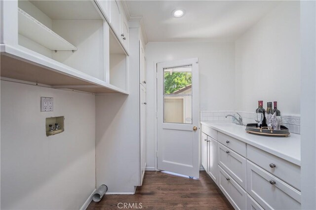 3131 E Cortez St, West Covina, CA 91791 - laundry room with washer hookup, dark wood-style flooring, and recessed lighting