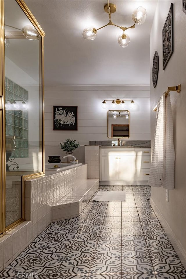 1244 St Anton Dr, Lake Arrowhead, CA 92352 - full bath with a garden tub, vanity, and a shower with shower door