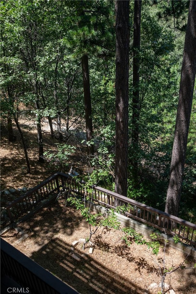 1244 St Anton Dr, Lake Arrowhead, CA 92352 - wooden terrace with a wooded view