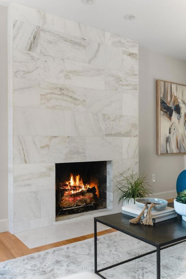 3903 Cadden Way, San Diego, CA 92117 - living room with a fireplace and wood finished floors