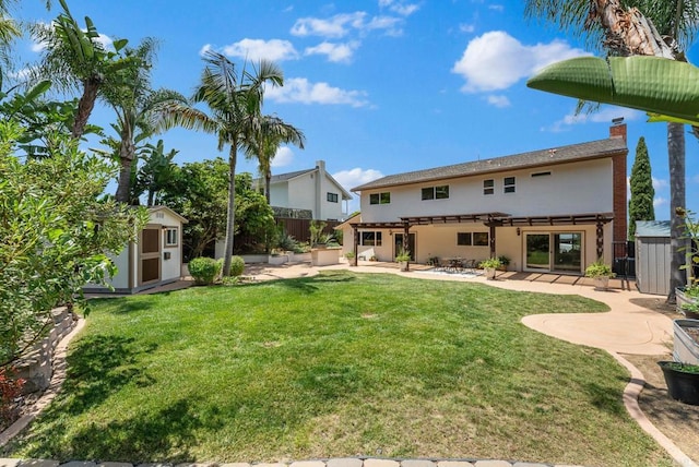 3903 Cadden Way, San Diego, CA 92117 - view of yard with a storage unit, a pergola, and a patio