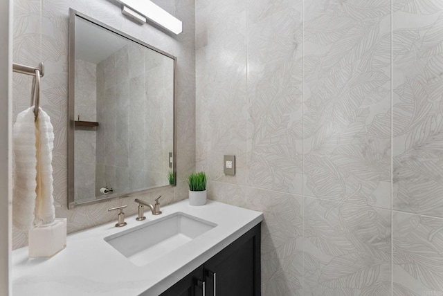 3903 Cadden Way, San Diego, CA 92117 - bathroom with vanity and wallpapered walls