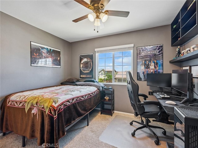 11760 Espola Pl, Victorville, CA 92392 - bedroom with carpet flooring, an office area, and a ceiling fan