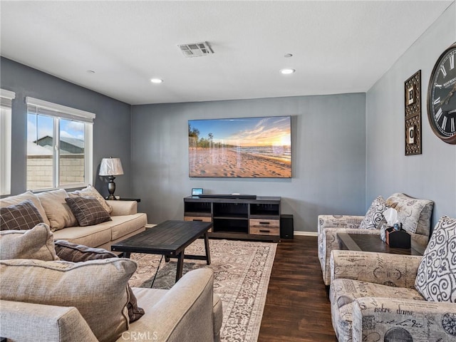 11760 Espola Pl, Victorville, CA 92392 - living room with dark wood-type flooring and recessed lighting