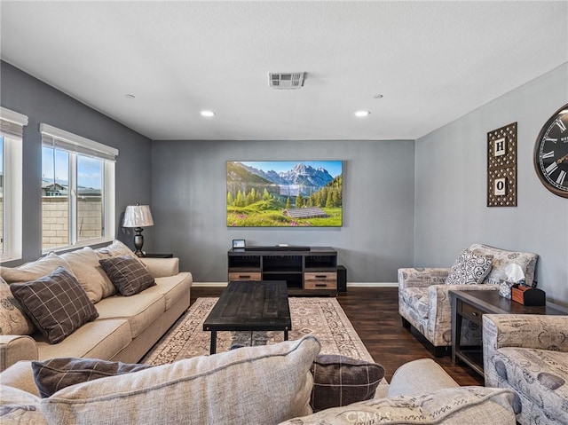 11760 Espola Pl, Victorville, CA 92392 - living area with dark wood-style floors and recessed lighting