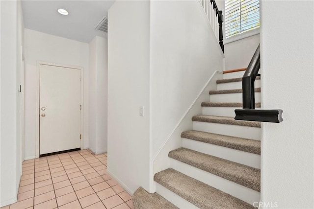27664 Cordovan Dr, Canyon Country, CA 91351 - stairway with tile patterned flooring and recessed lighting