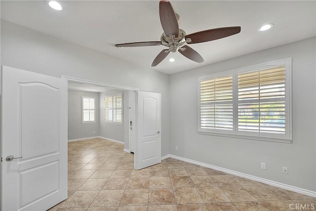 12790 Golden Leaf Dr, Rancho Cucamonga, CA 91739 - unfurnished room with a ceiling fan, recessed lighting, and light tile patterned flooring
