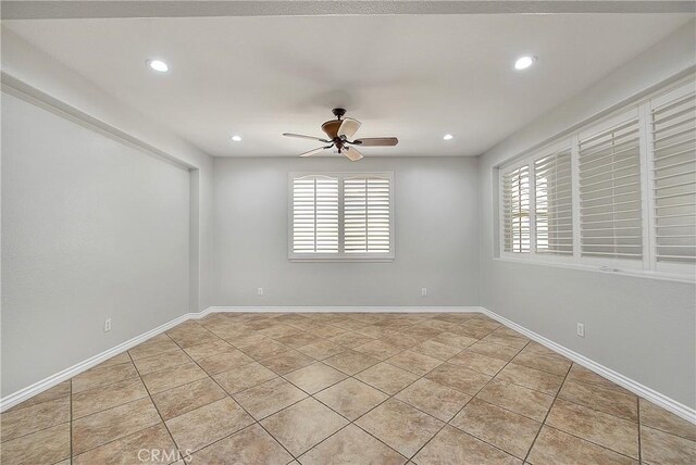 12790 Golden Leaf Dr, Rancho Cucamonga, CA 91739 - spare room featuring ceiling fan, recessed lighting, and light tile patterned flooring