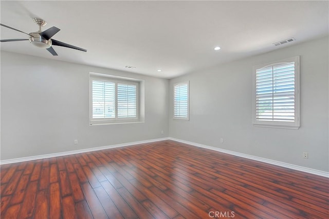 12790 Golden Leaf Dr, Rancho Cucamonga, CA 91739 - unfurnished room with dark wood finished floors, ceiling fan, and recessed lighting