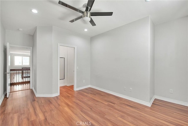 12790 Golden Leaf Dr, Rancho Cucamonga, CA 91739 - unfurnished room with light wood finished floors, ceiling fan, and recessed lighting
