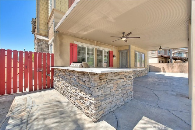 12790 Golden Leaf Dr, Rancho Cucamonga, CA 91739 - view of patio / terrace featuring area for grilling and ceiling fan